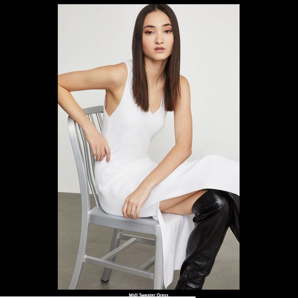 NEW BCBG Large sweater sleeveless dress White slit sides